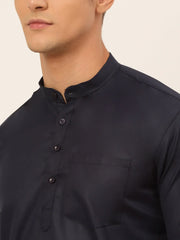DesiQlo Men's Navy-Blue Solid Cotton Short Kurta ( KO 677 Navy ) [FF] [A-20]