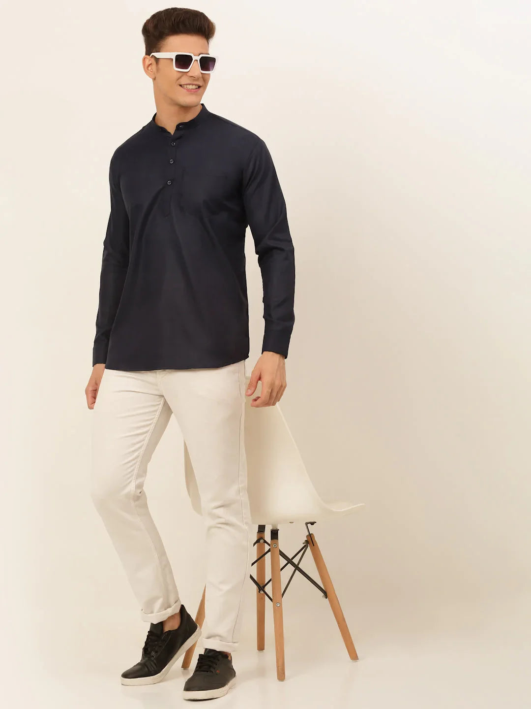 DesiQlo Men Kurta Only - Blue - KO_677Navy_S