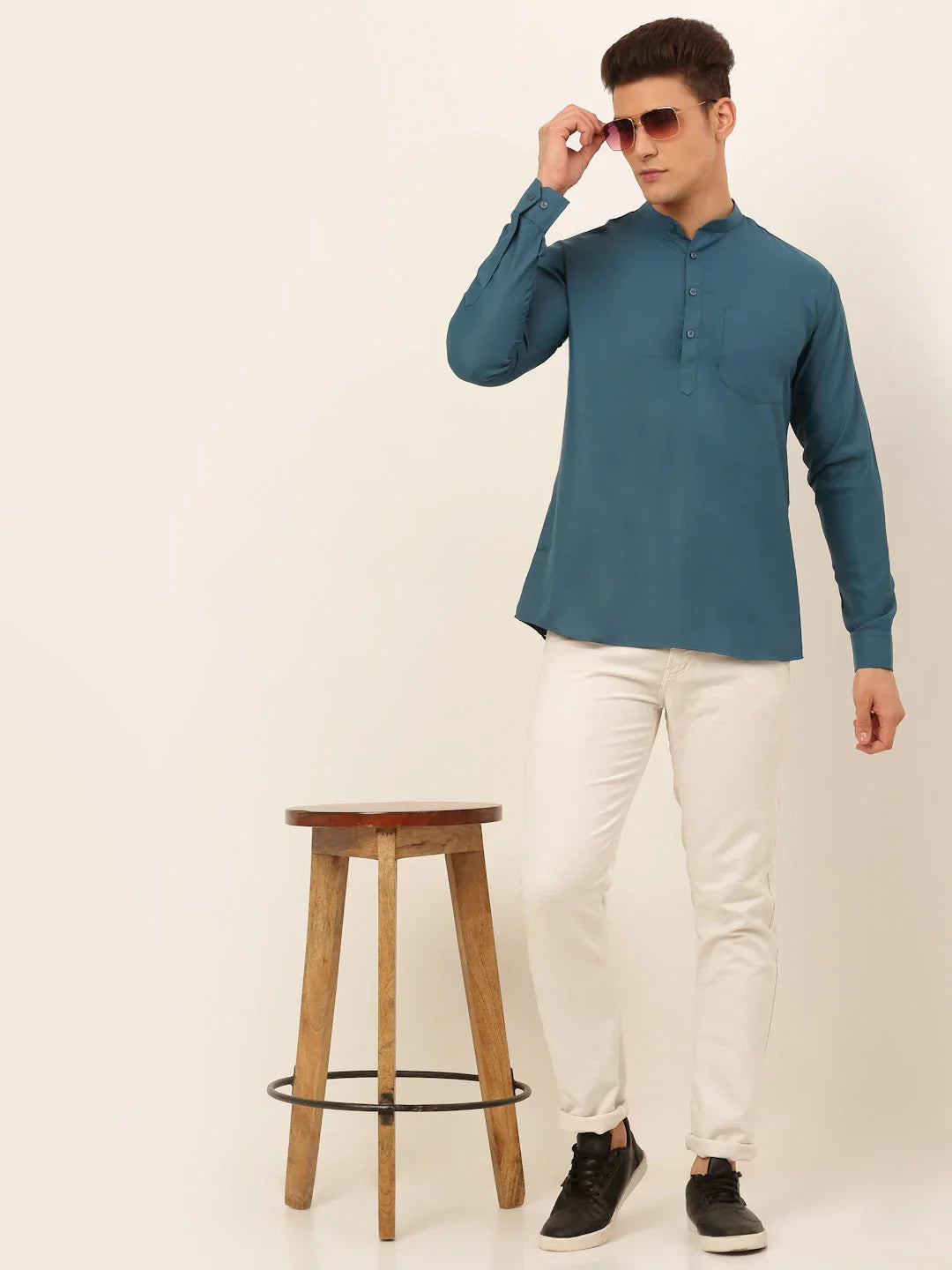 DesiQlo Men Kurta Only - Green - KO_677Teal_S