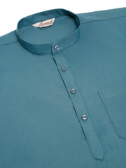 DesiQlo Men's Teal Blue Solid Cotton Short Kurta ( KO 677 Teal ) [FF] [A-20]