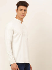 DesiQlo Men's White Solid Cotton Short Kurta ( KO 677 White ) [FF] [A-20]