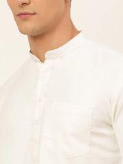 DesiQlo Men's White Solid Cotton Short Kurta ( KO 677 White ) [FF] [A-20]