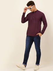 DesiQlo Men's Purple Solid Cotton Short Kurta ( KO 677 Wine ) [FF] [A-20]