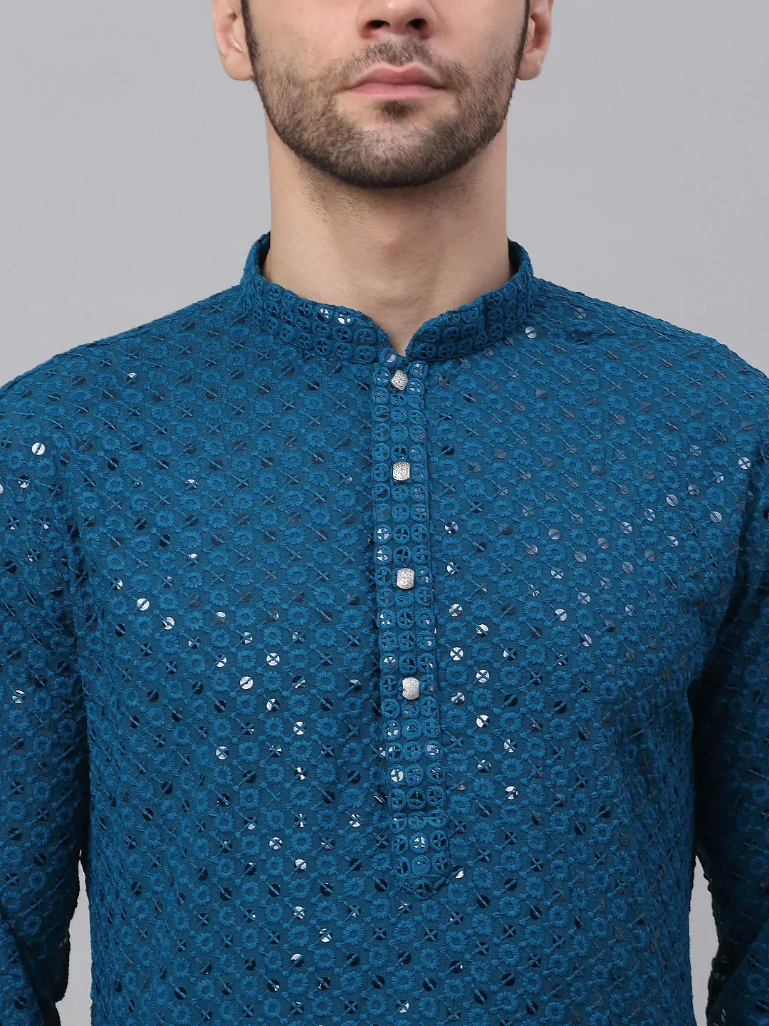 DesiQlo Men Kurta Only - Multicolor - KO_678Peacock_S