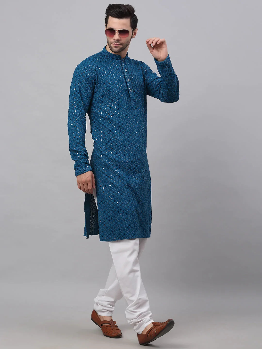DesiQlo Men Kurta Only - Multicolor - KO_678Peacock_S