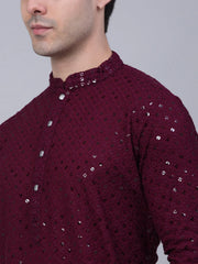 Men Purple Chikankari Embroidered and Sequence Kurta Only ( KO 678 Purple ) [FF] [L-1-4]