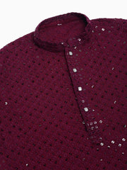 Men Purple Chikankari Embroidered and Sequence Kurta Only ( KO 678 Purple ) [FF] [L-1-4]