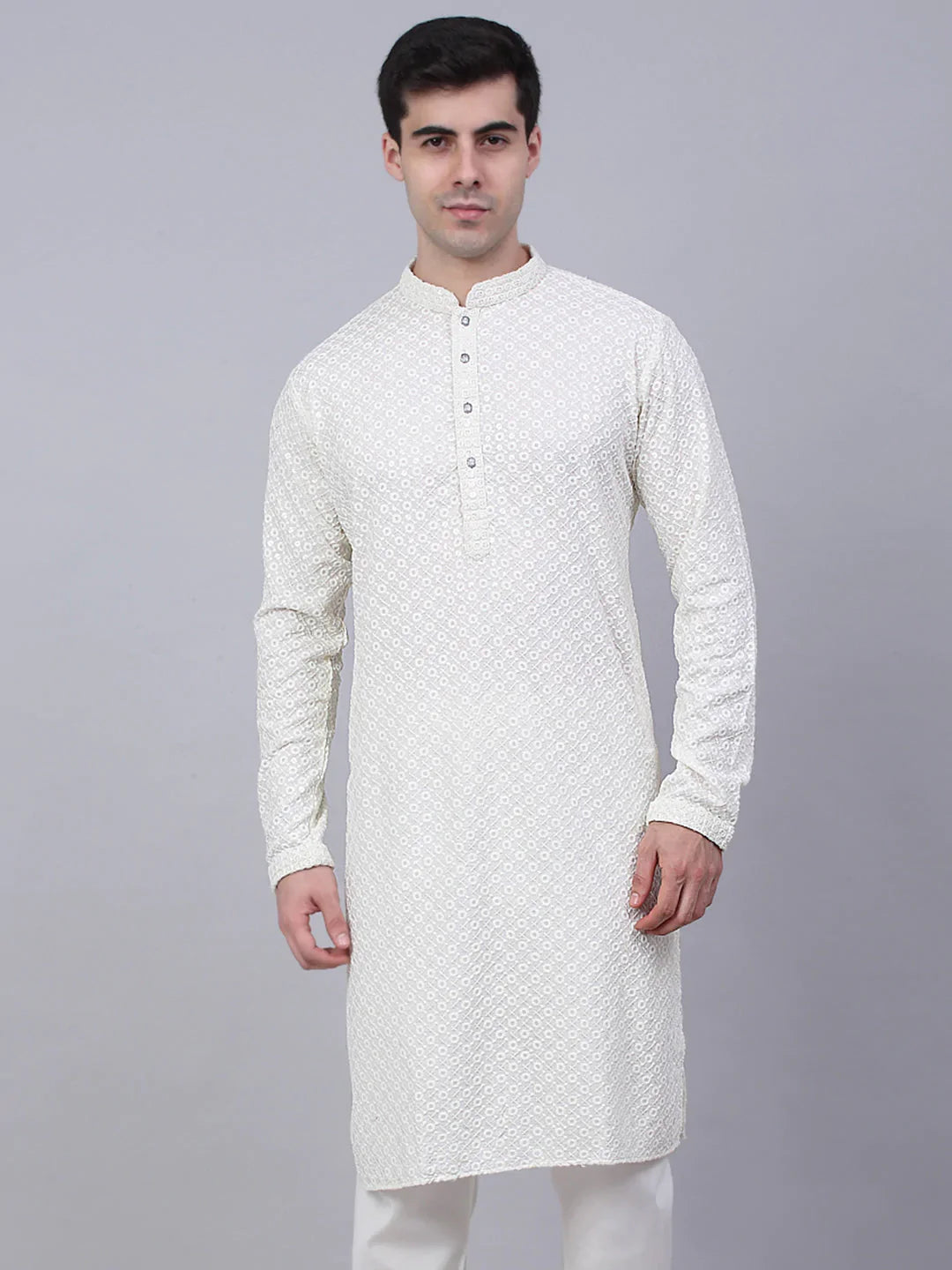 DesiQlo Men Kurta Only - White - KO_678White_S