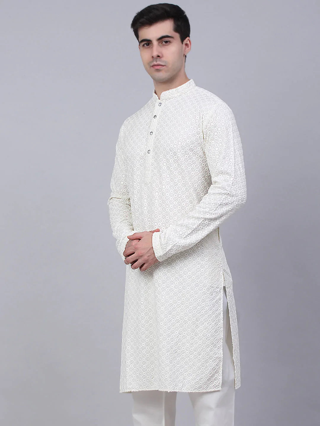 DesiQlo Men Kurta Only - White - KO_678White_S