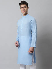 Men's Light blue Cotton Striped Kurtas ( KO 679Light-Blue )-KO-679