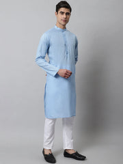 Men's Light blue Cotton Striped Kurtas ( KO 679Light-Blue )-KO-679