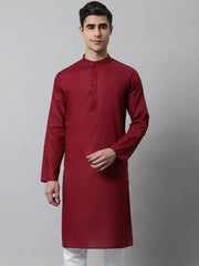 Men's Maroon Cotton Striped Kurtas ( KO 679Maroon )-KO-679