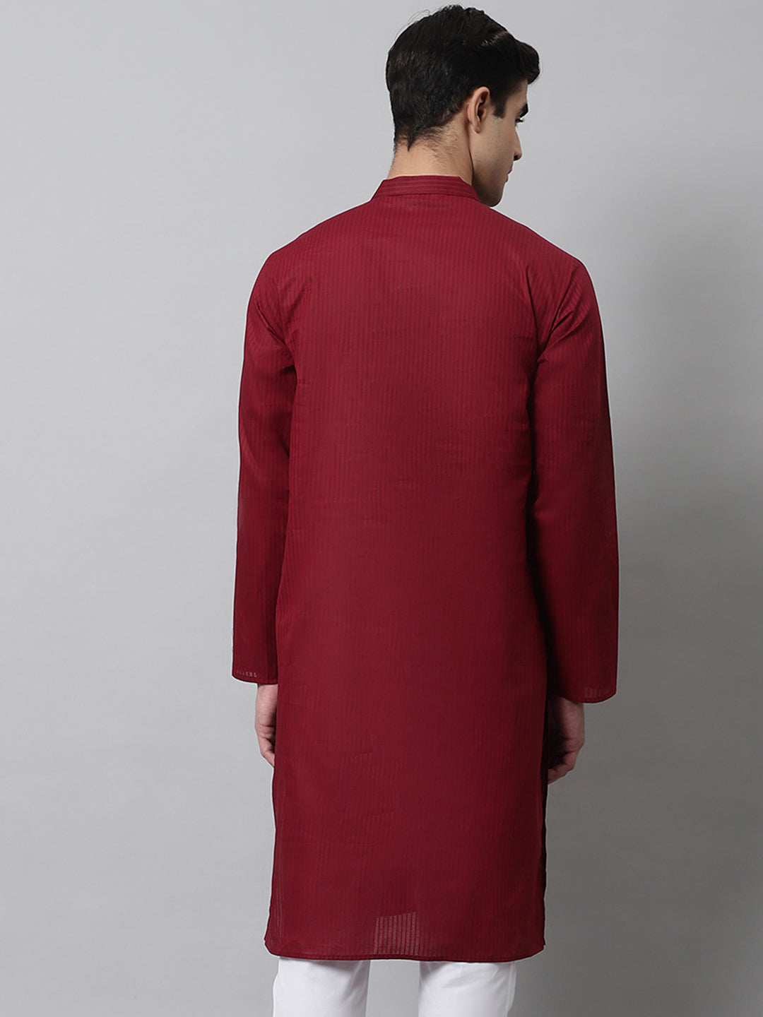 Maroon Striped Mens Kurta | Wedding Kurta for Men - Cotton