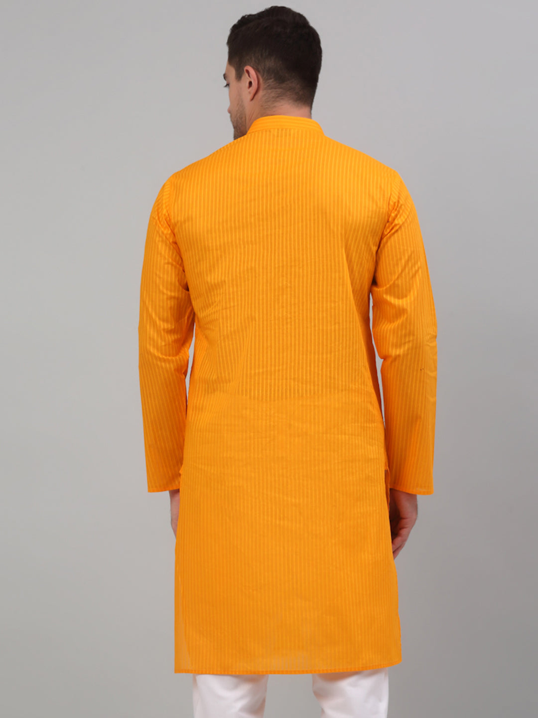 DesiQlo Men Striped Kurta Only - Yellow - KO_679Mustard_S