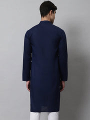 Men's Navy Blue Cotton Striped Kurtas ( KO 679Navy )-KO-679