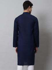 Men's Navy Blue Cotton Striped Kurtas ( KO 679Navy )-KO-679