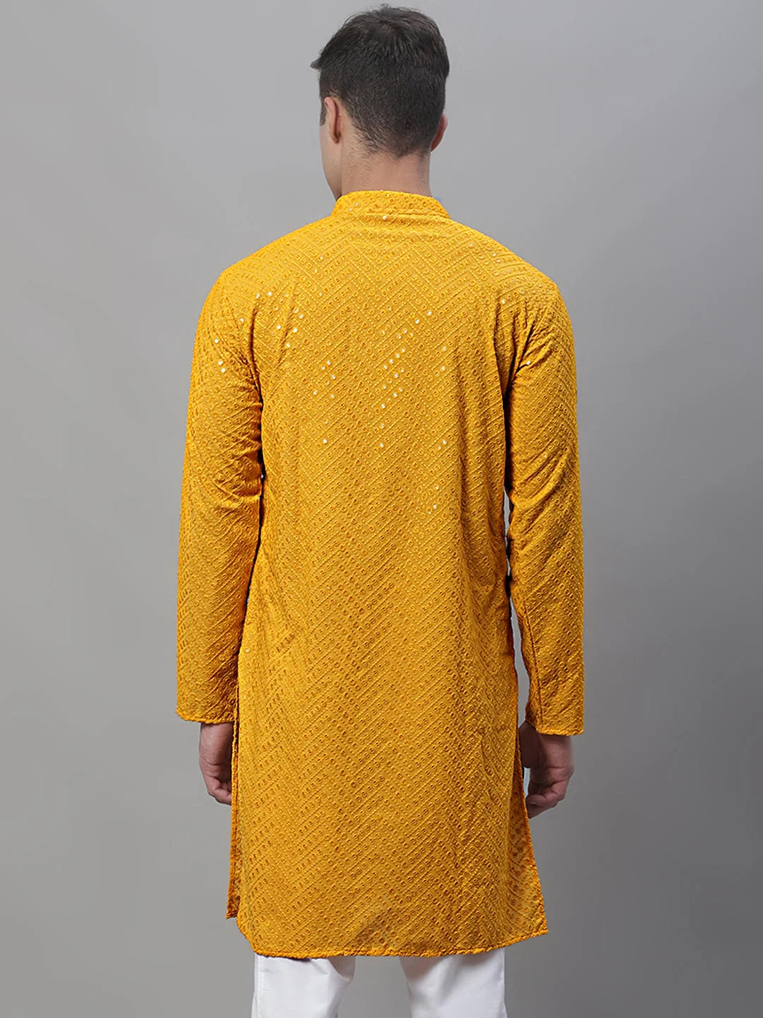 Mustard Mens Kurta: Embroidered Wedding Kurta for Men