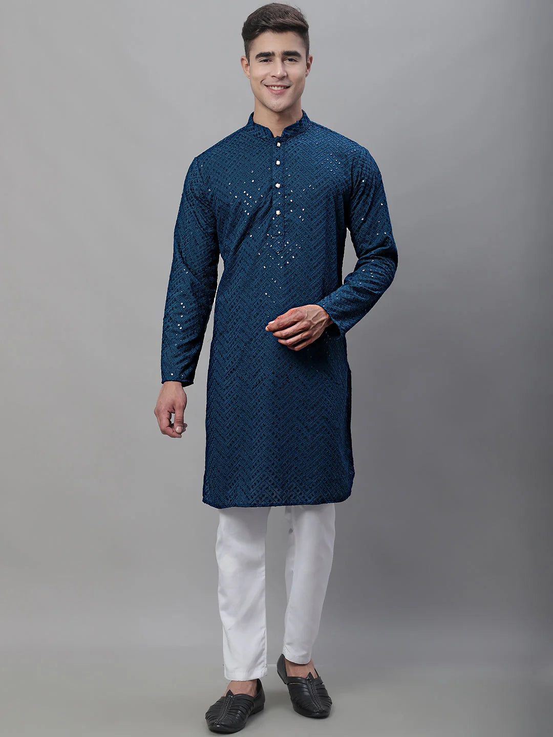 Peacock Blue Mens Kurta: Stylish Indian Kurta for Men