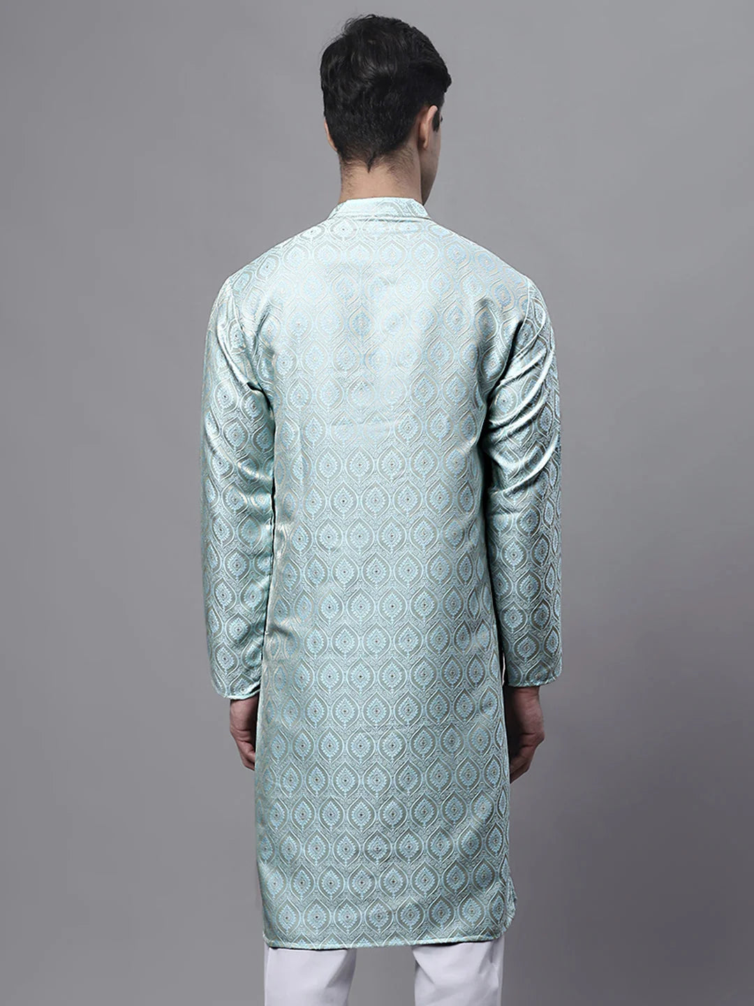 Sky Blue Woven Design Mens Kurta | Indian Kurta for Men