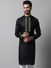 Men Black Embroidered Kurtas ( KO 682Black )-KO-682