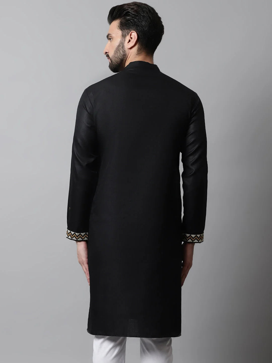 Black Embroidered Men's Kurta - Shop Indian Kurta Online