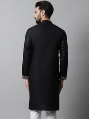 Men Black Embroidered Kurtas ( KO 682Black )-KO-682