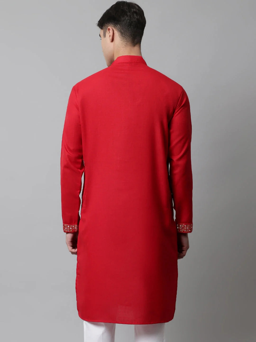 Red Cotton Men's Kurta - Indian Kurta for Men, Wedding Kurta