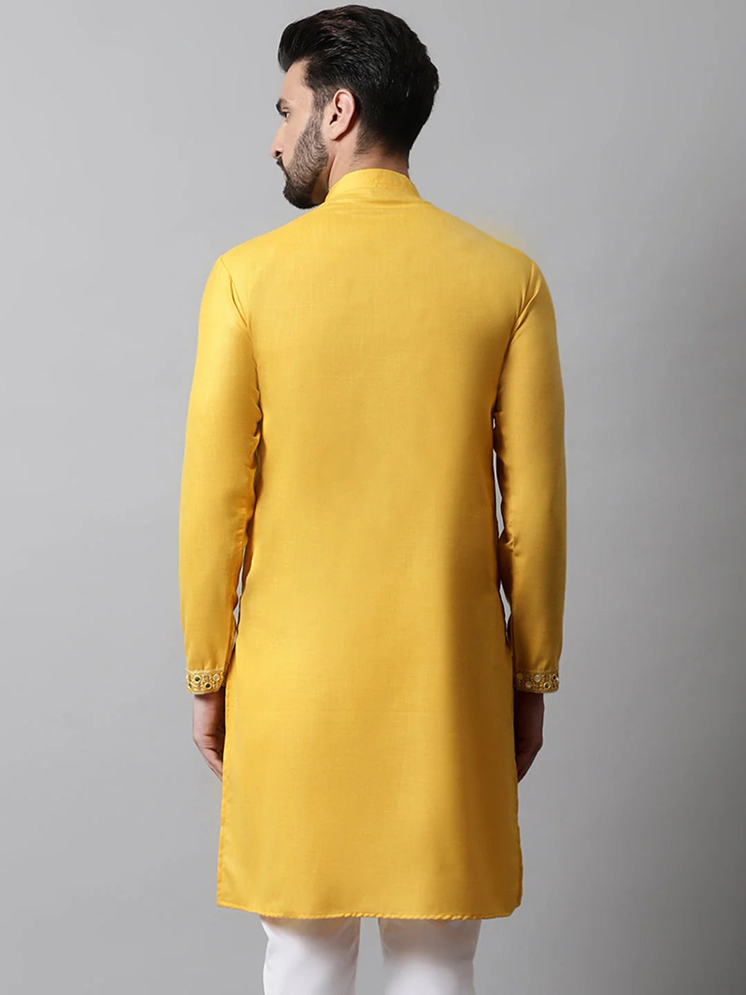 Yellow Embroidered Men's Kurta - Indian Kurta Collection