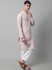 Men Orange and White Striped Kurtas ( KO 683Orange )-KO-683