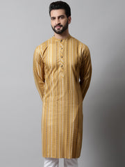 Men Beige Foil Printed Kurtas-KO-684