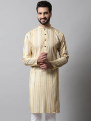 Men Beige Geomatric Printed Kurtas-KO-685