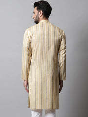 Men Beige Geomatric Printed Kurtas-KO-685