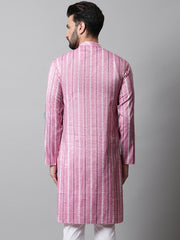 Men Pink Geomatric Printed Kurtas-KO-685