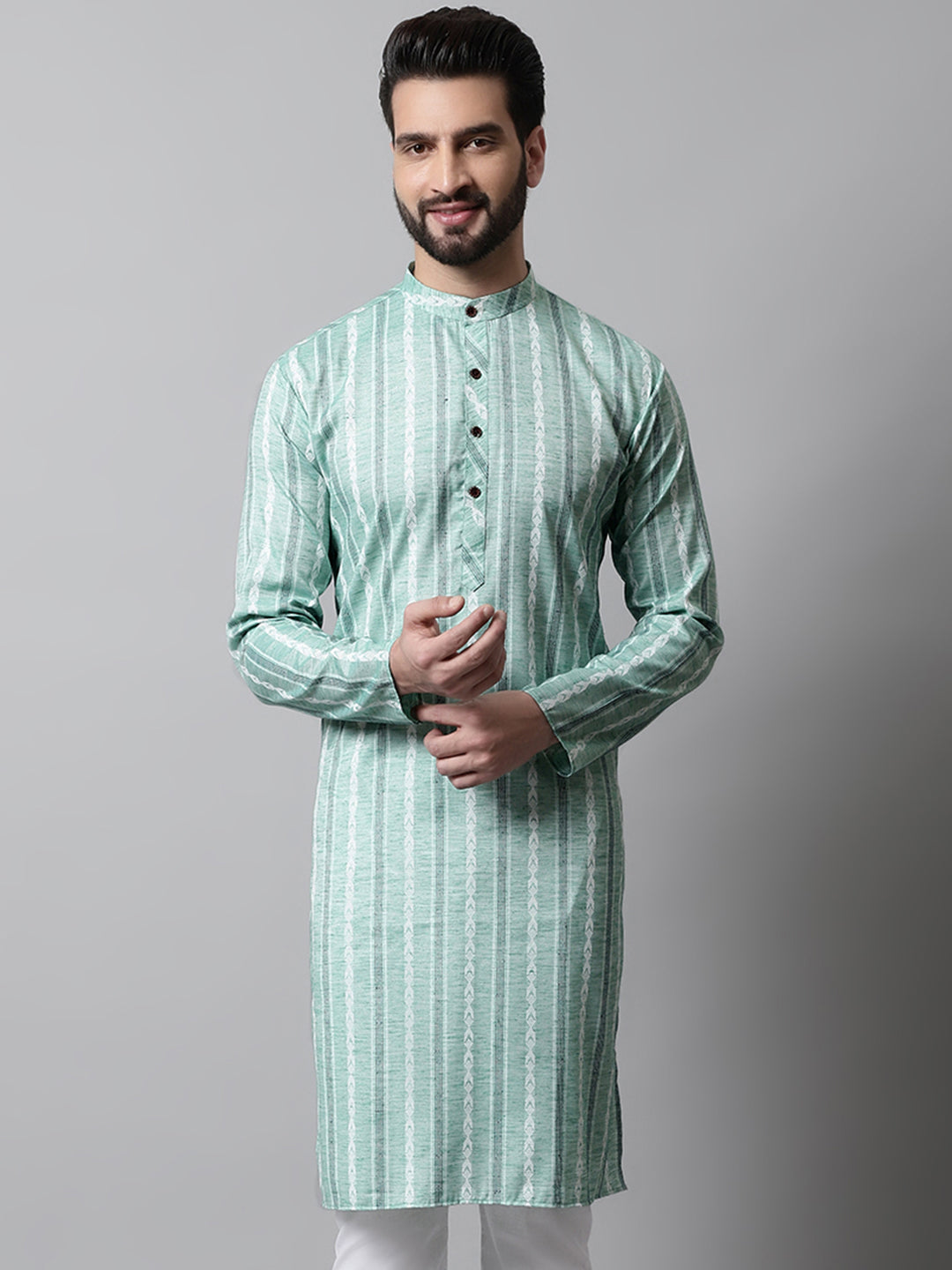 Sky Blue Geometric Mens Kurta - Stylish Indian Kurta for Men