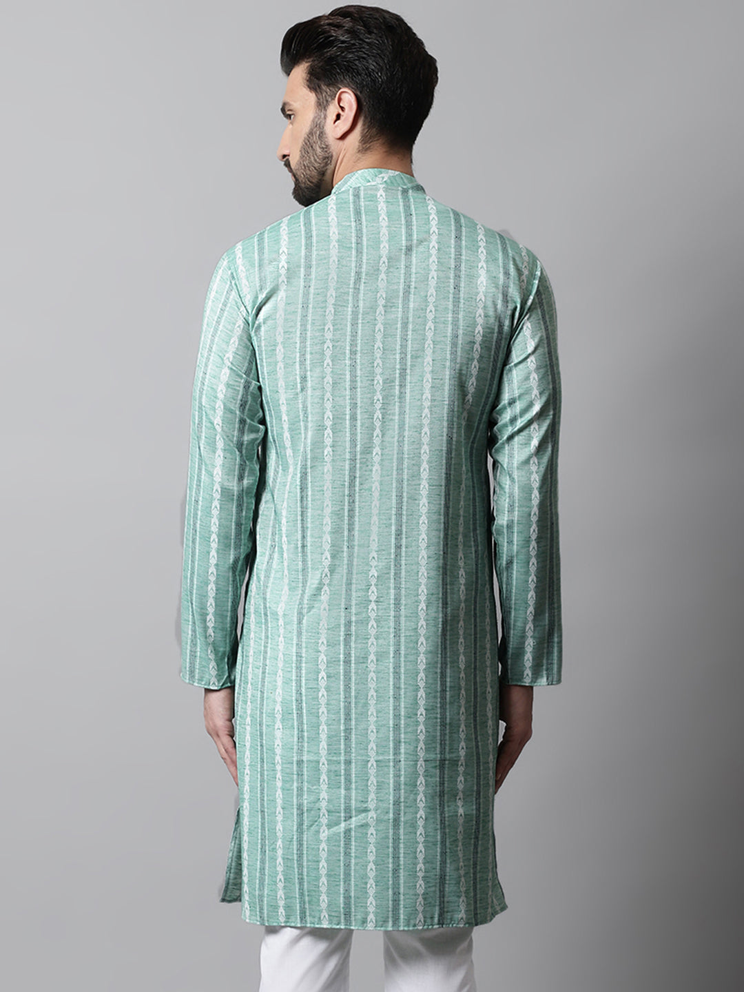 Sky Blue Geometric Mens Kurta - Stylish Indian Kurta for Men