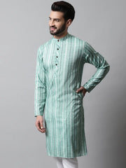 Men Sky Blue Geomatric Printed Kurtas-KO-685