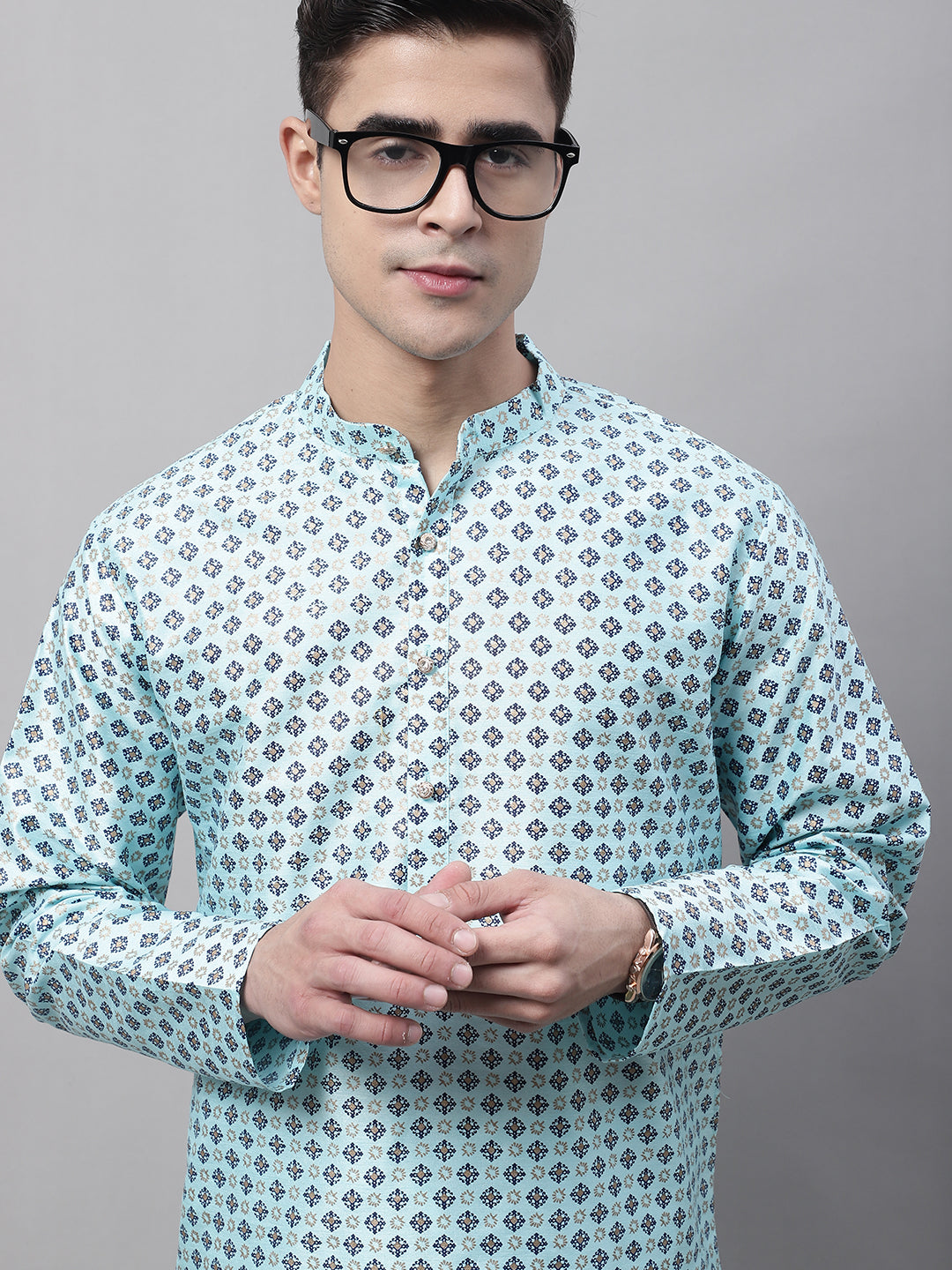 Sky Blue Indian Kurta for Men | Men's Cotton Kurta Online