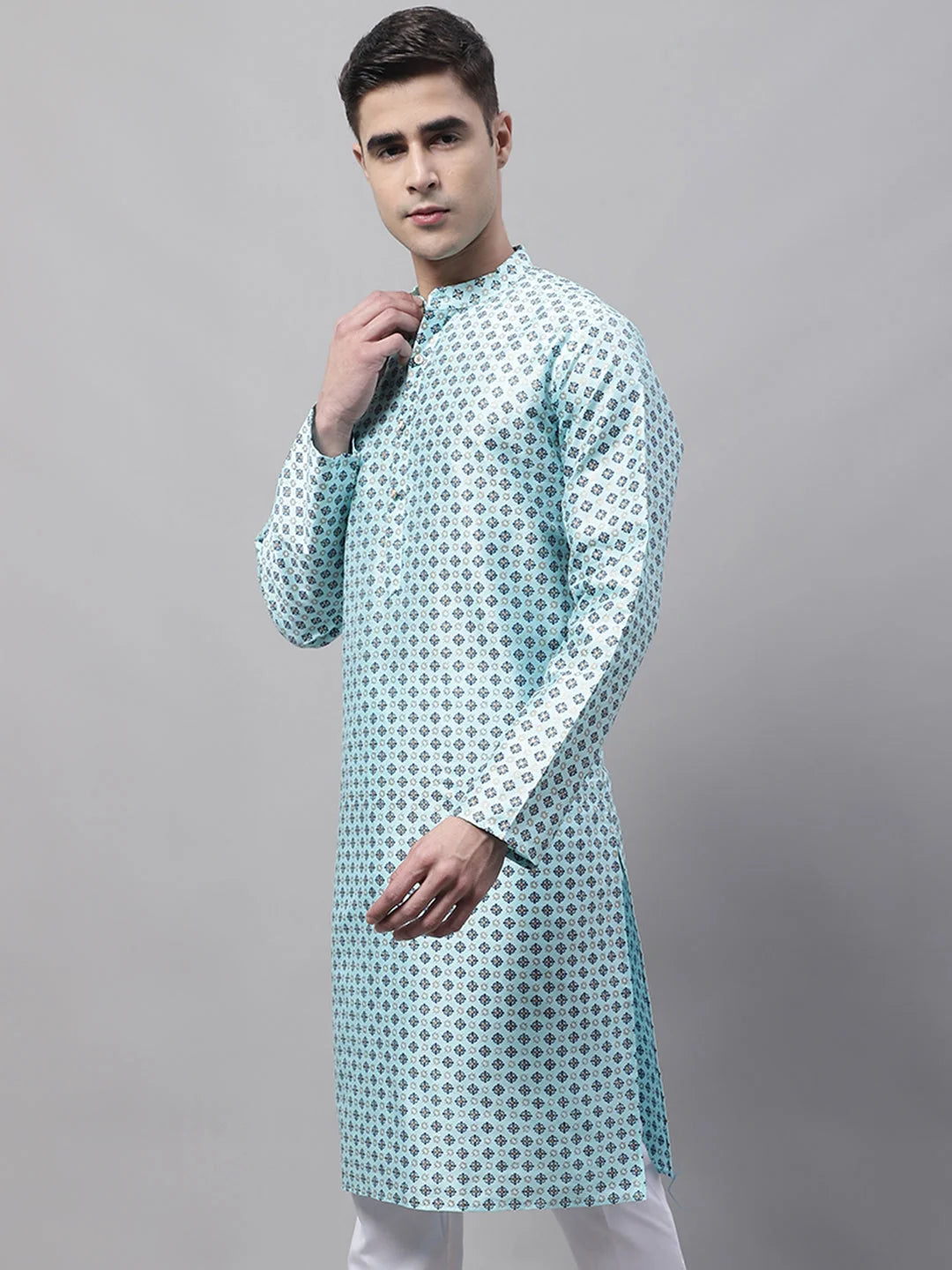 Sky Blue Indian Kurta for Men | Men's Cotton Kurta Online