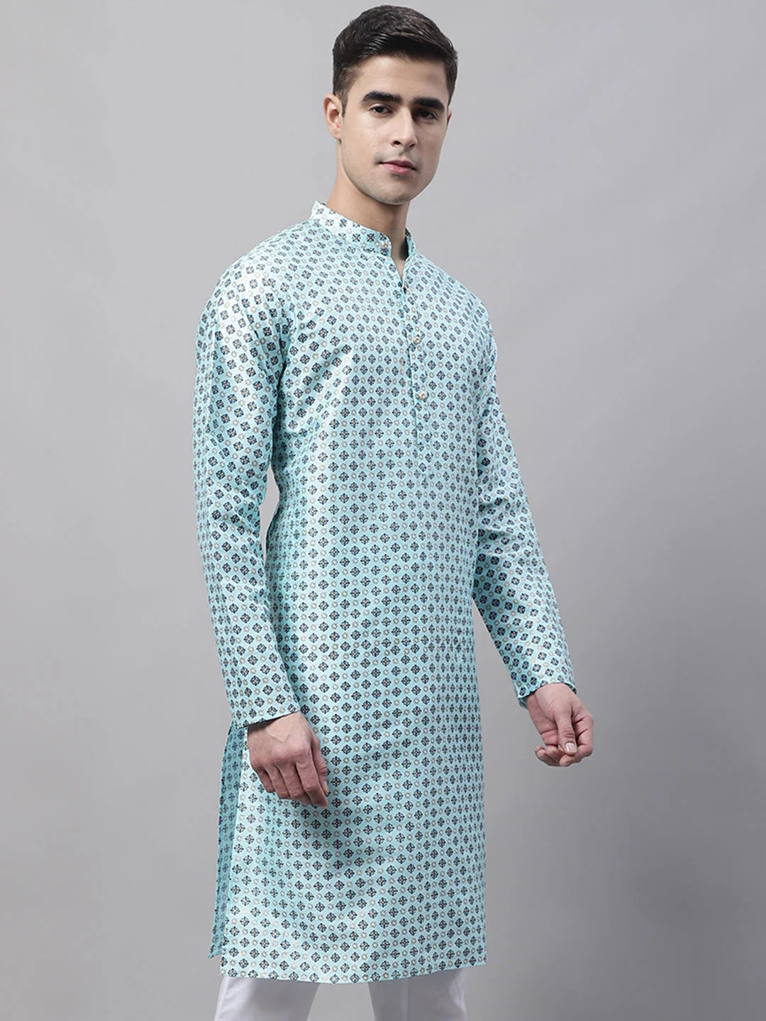 Sky Blue Indian Kurta for Men | Men's Cotton Kurta Online