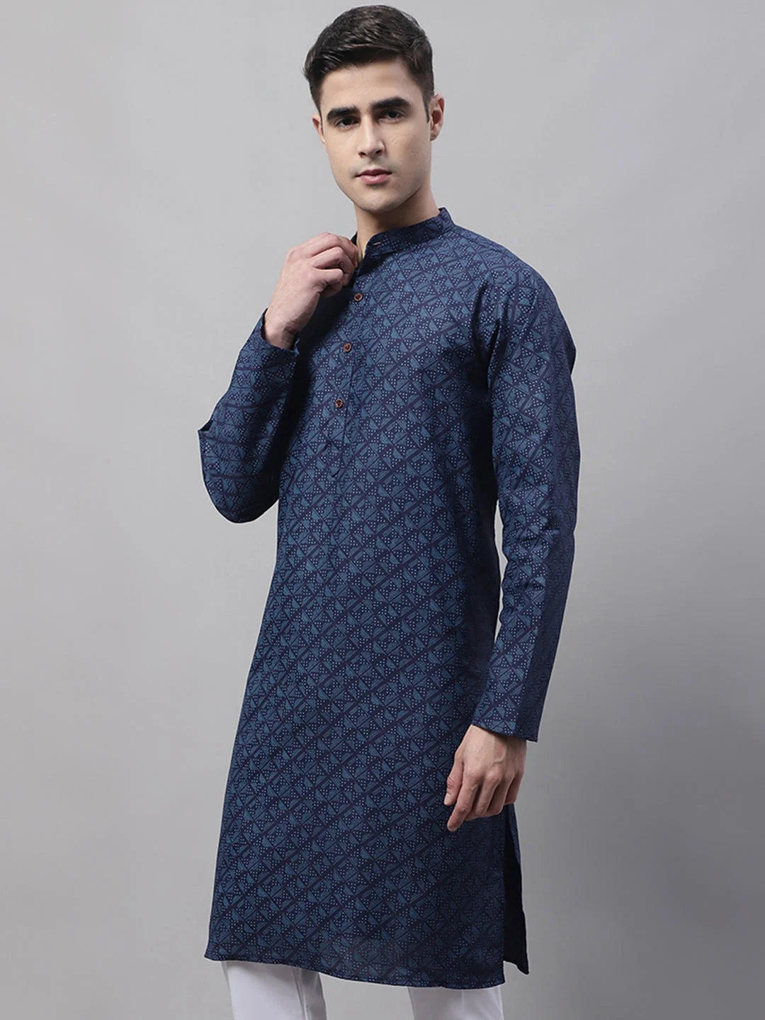 Navy Blue Cotton Kurta for Men | Indian Kurta Styles Online