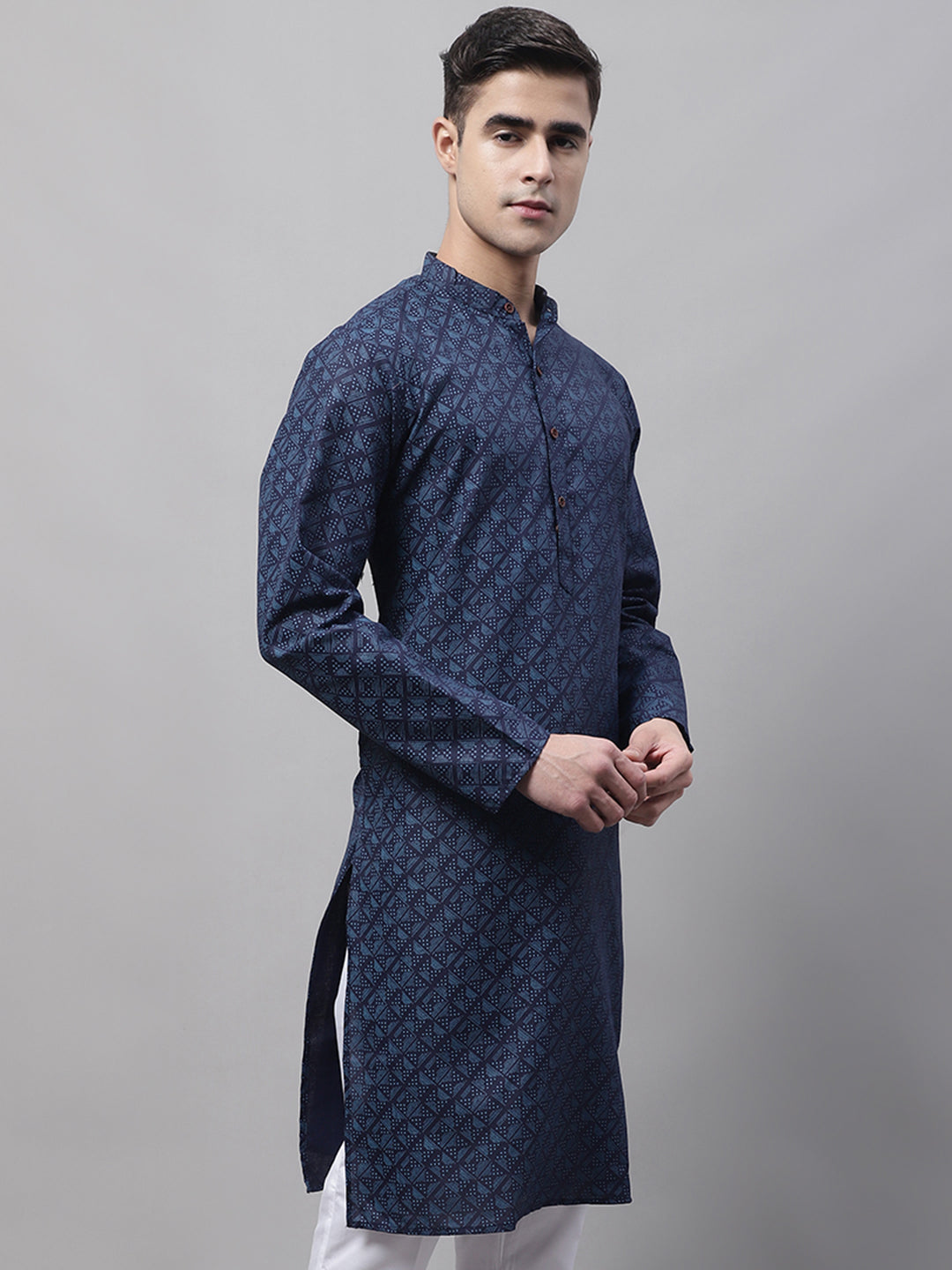 Navy Blue Cotton Kurta for Men | Indian Kurta Styles Online
