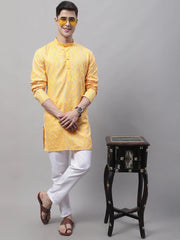 Men's Mustard and Multi Coloured Embroidered Straight Kurtas-KO-689
