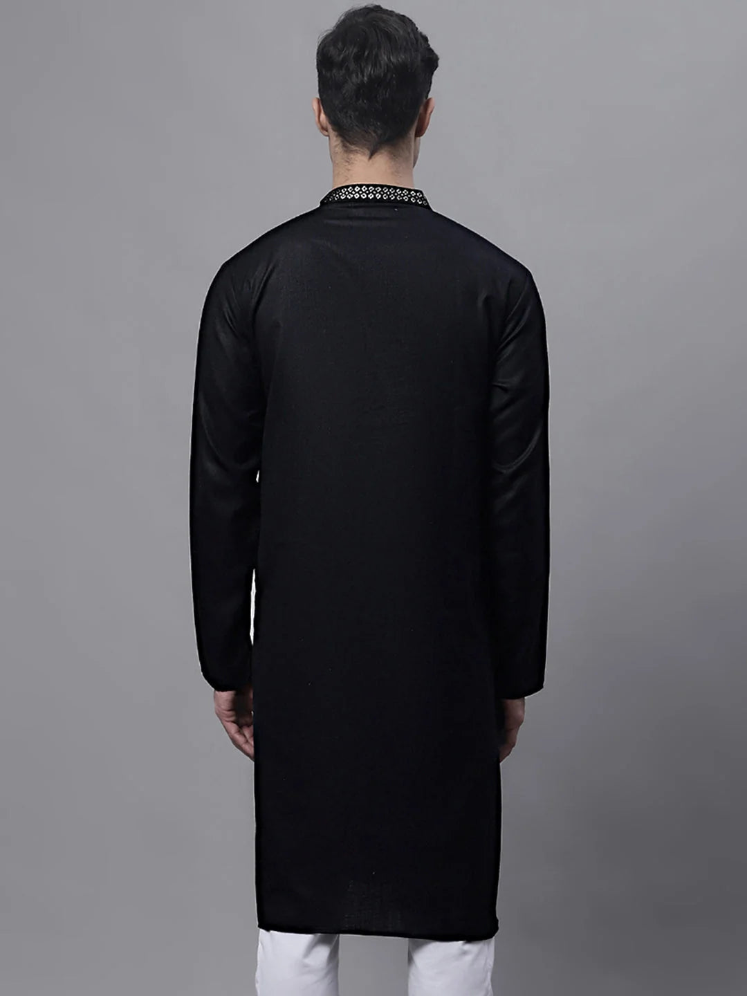 Black Embroidered Straight Men's Kurta | Indian Kurta Online