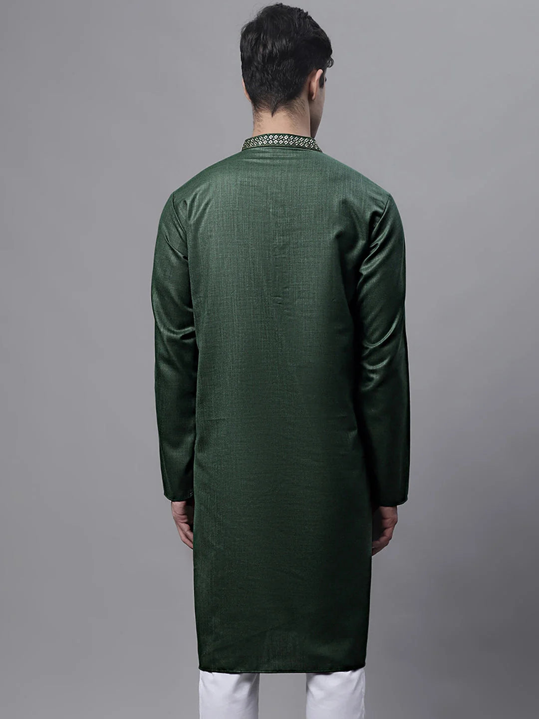 Olive Green Embroidered Men's Kurta | Indian Kurta Fashion