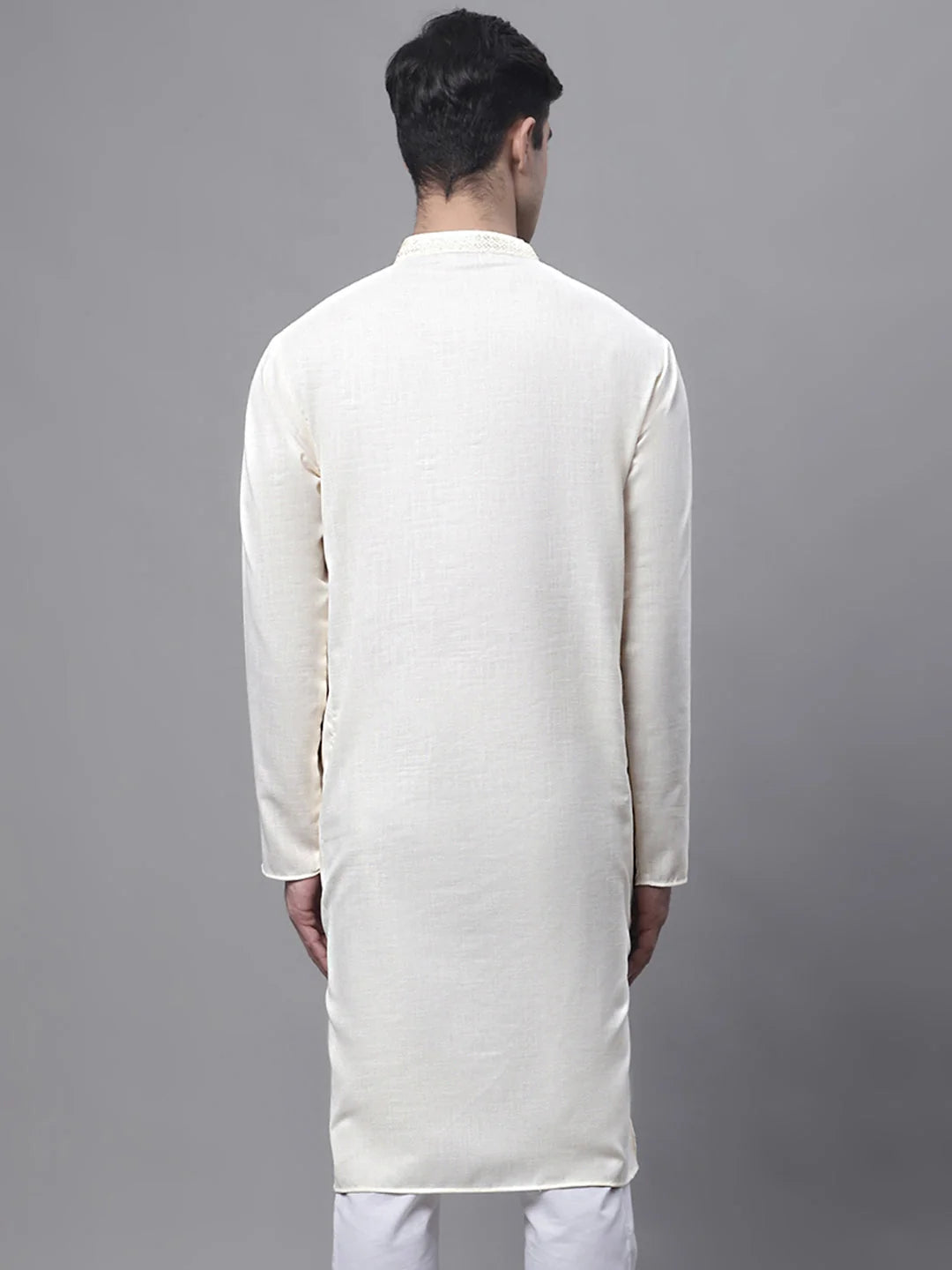 Men's White Embroidered Kurta - Indian Kurta for Men