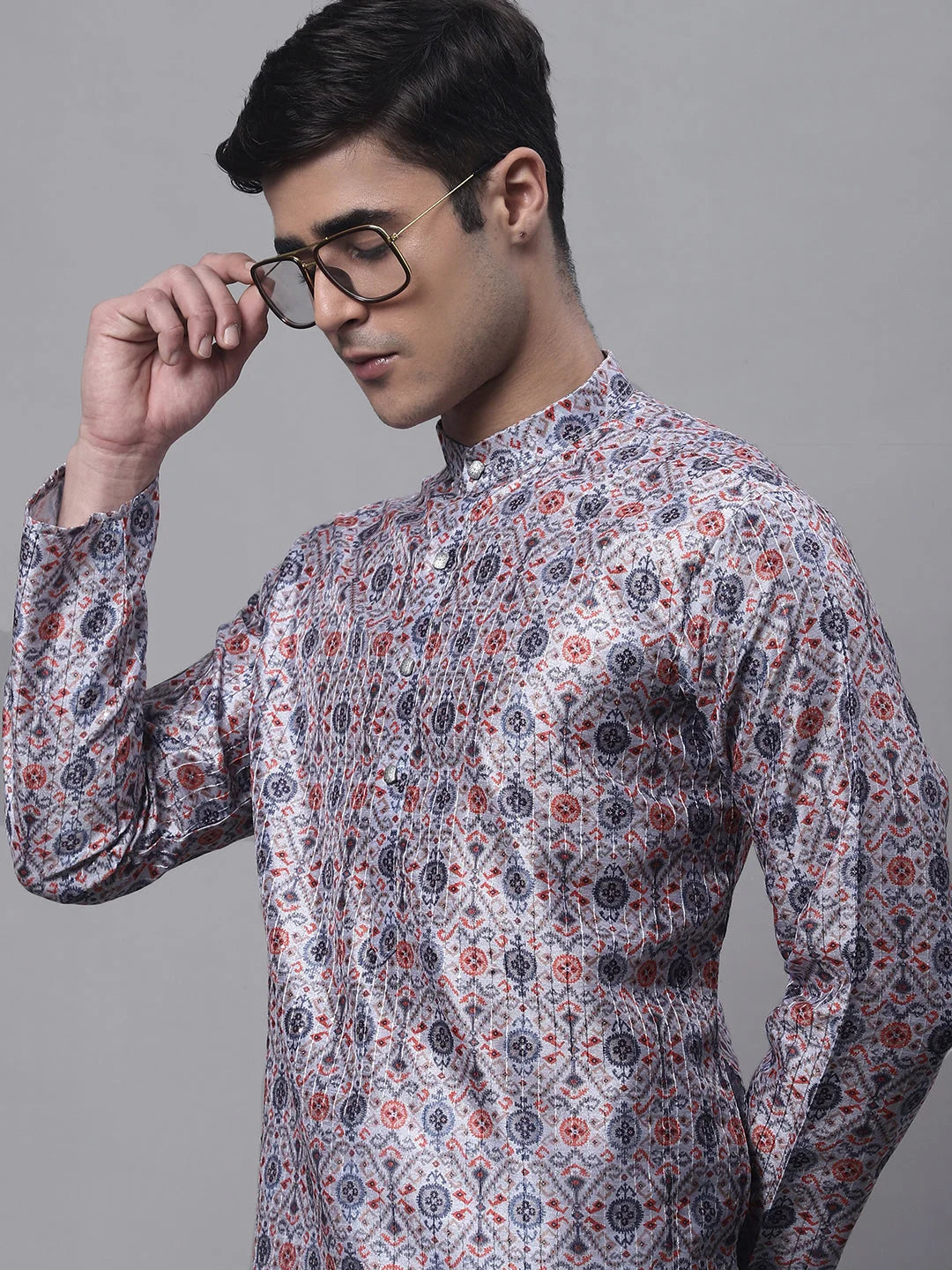 Men's Blue Digital Printed Kurta - Short Kurta for Men