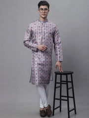 Men's Blue Digital Printed Kurtas-KO-691