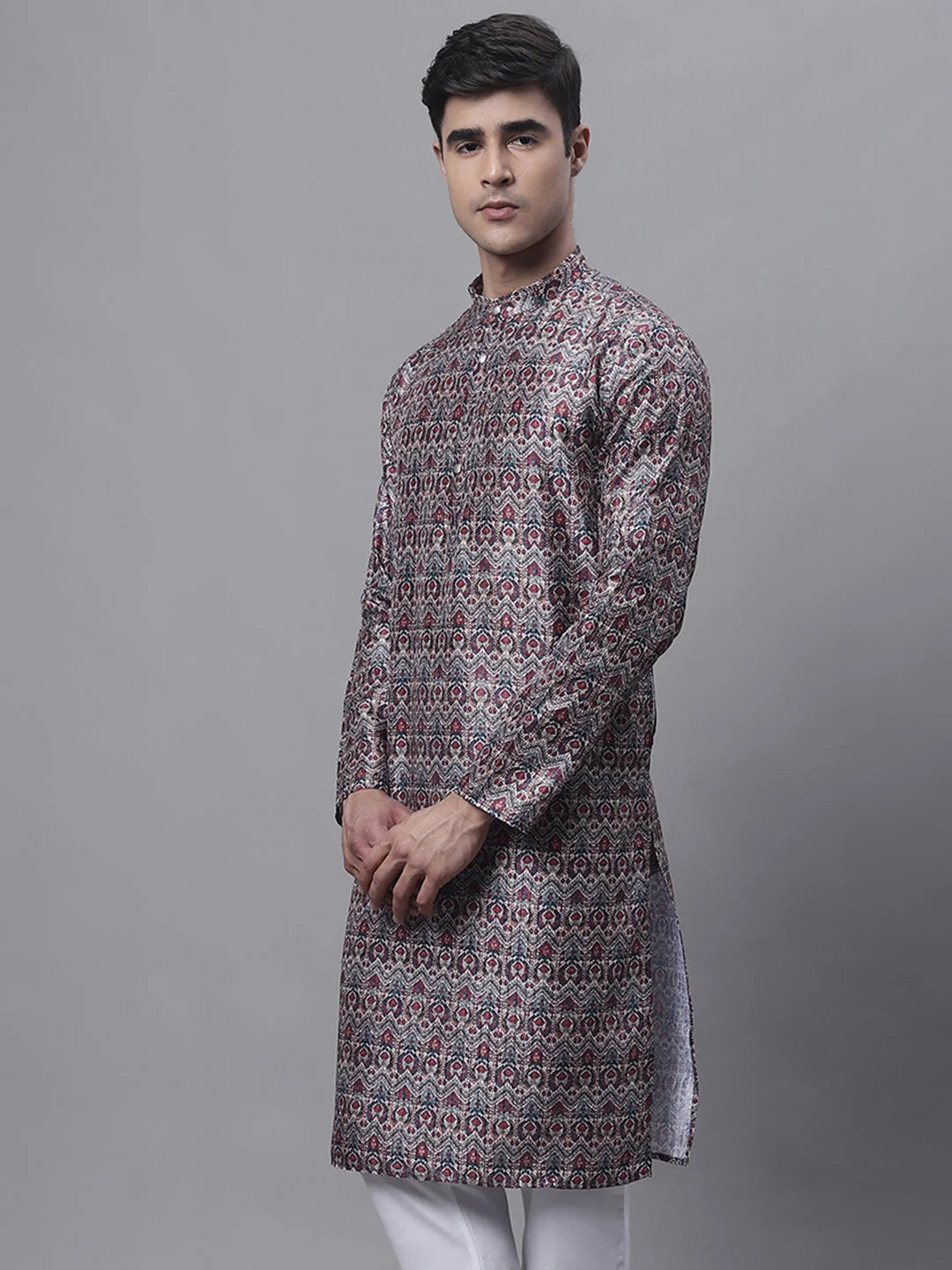 Maroon Digital Printed Kurta - Indian Kurta for Men Online