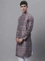 Men's Maroon Digital Printed Kurtas-KO-691