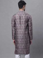 Men's Maroon Digital Printed Kurtas-KO-691